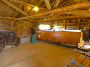 Two students tackled the dust in the barn.