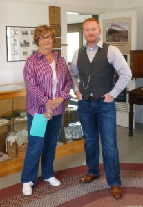 Reporter Ike Fredregill visits with local resident Sue Ann Shaffer